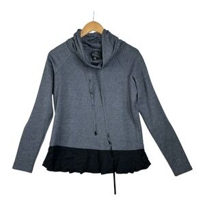 Bobeau Cowl neck‎ Long Sleeve Shirt size Small Gray/Black